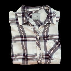 Rails Hunter Cozy Flannel Shirt White Scarlet Ocean Women Extra Small 90s Grunge